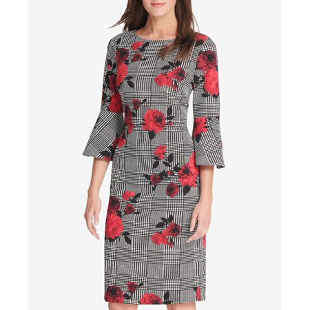 Jessica Howard Womens Dress Sheath Houndstooth Floral, Size 8: 8/Houndstooth