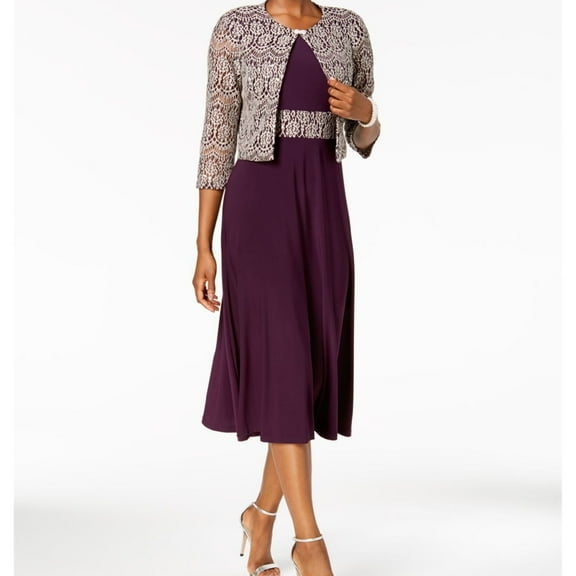 Jessica Howard Womens Embroidered Cardigan Sweater, Purple, 14