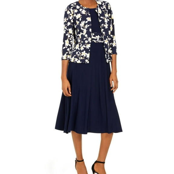 Jessica Howard Womens Floral Cardigan Sweater, Blue, 8