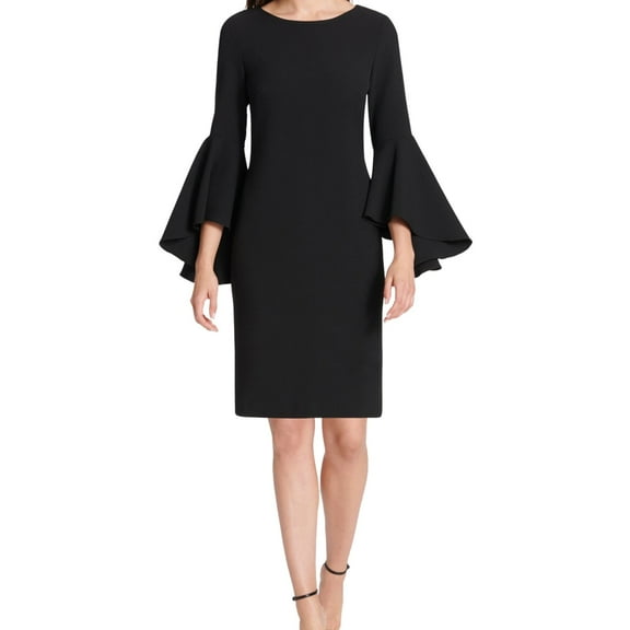 Jessica Howard Womens Flutter Sleeve Sheath Dress, Black, 8