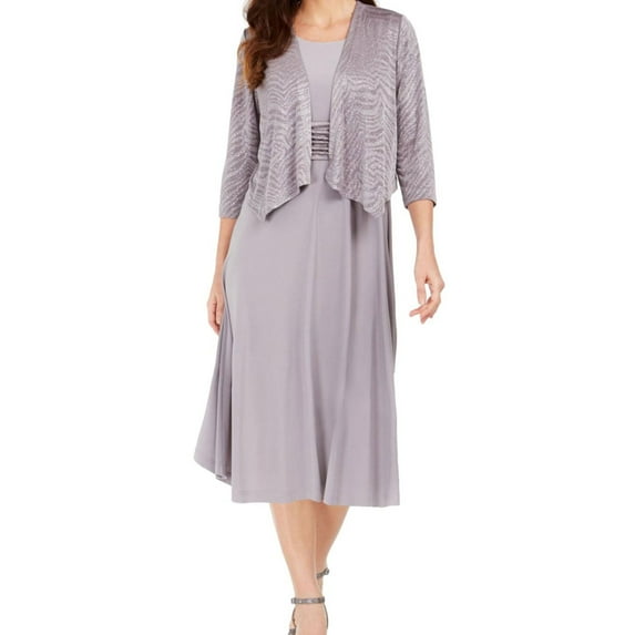 Jessica Howard Womens Glitter Shrug Sweater, Grey, Petite, 10P