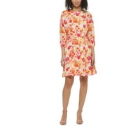 Jessica Howard Womens Petites Crepe Floral Fit & Flare Dress