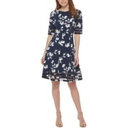 JESSICA HOWARD Womens Petites Mesh Mini Fit & Flare Dress