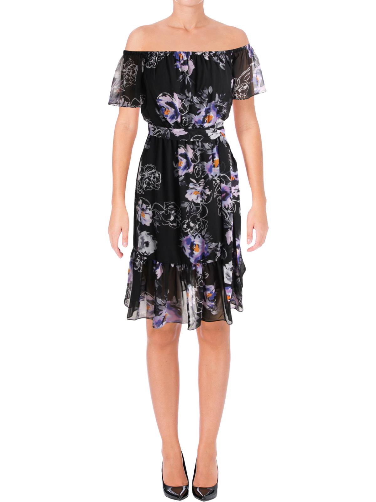 Jessica Howard Womens Petites Off-The-Shoulder Blouson Party Dress