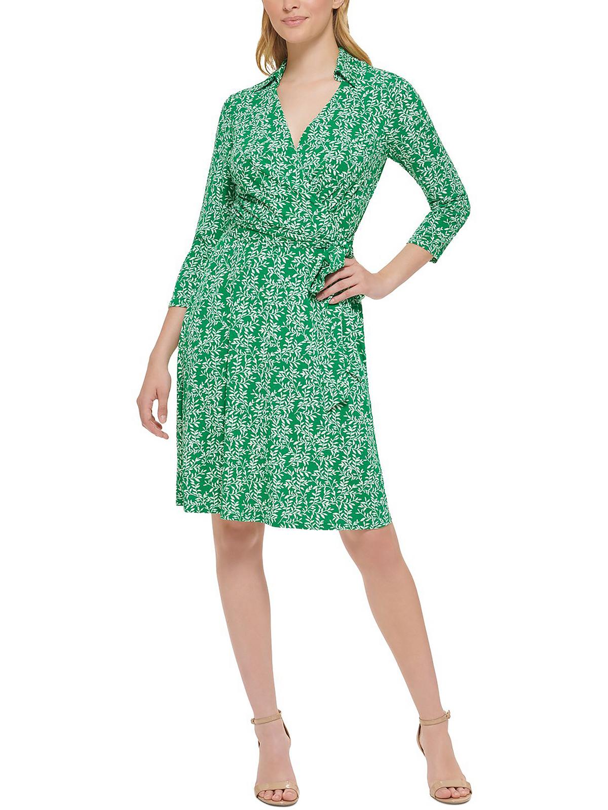 Jessica Howard Womens Petites Printed Mini Wrap Dress