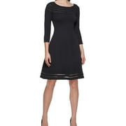 JESSICA HOWARD Womens Illusion Hem Sweater Dress, Black, Petite, P/PS