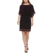 Jessica Howard Womens Petites Velvet Knee Shift Dress