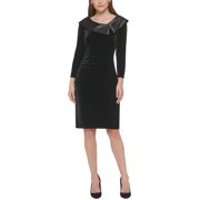 Jessica Howard Womens Petites Velvet Long Sleeves Cocktail and Party Dress