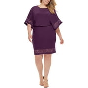 Jessica Howard Womens Plus Blouson Midi Wear to Work Dress