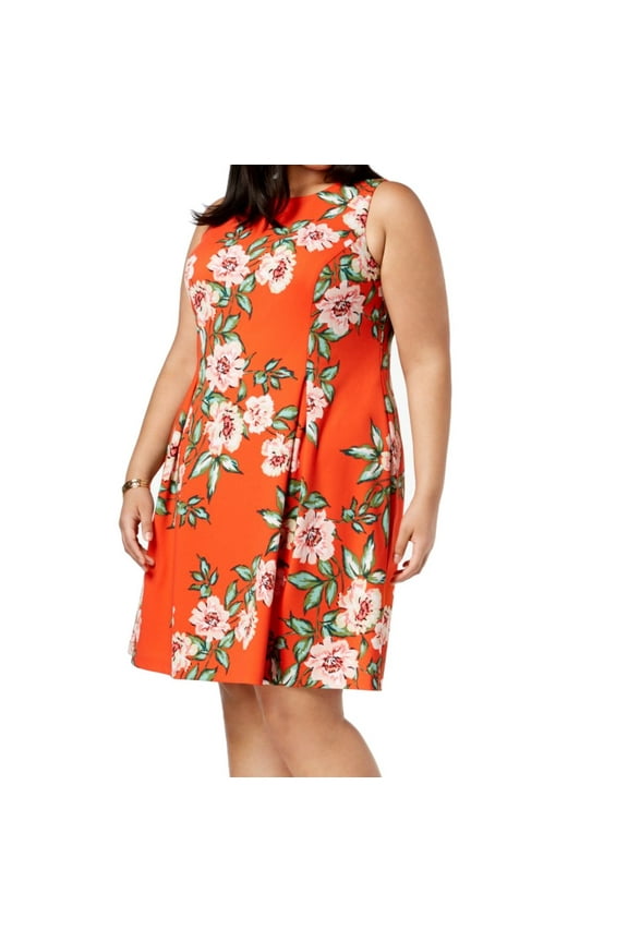 Womens Plus Floral A-Line Dress