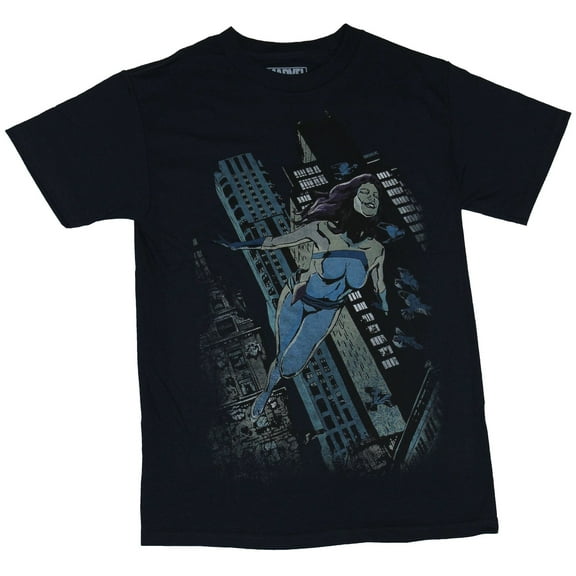 Jessica Jones (Marvel Comics)  Mens T-Shirt - Jess In Flight Over City Image (Small)