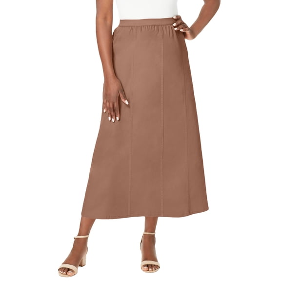 Jessica London Plus Size Stretch Denim Long Skirt