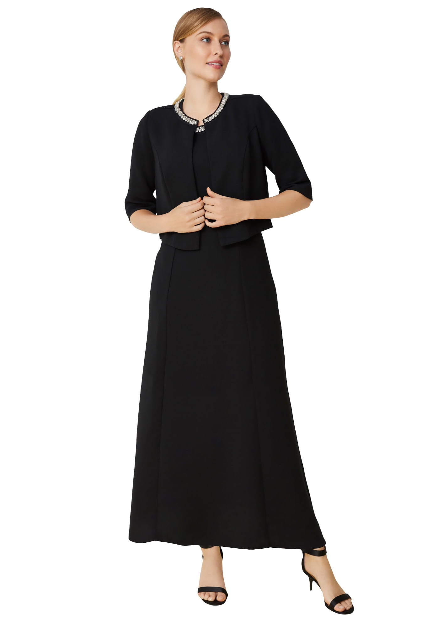 jessica london plus size women's 2-piece beaded jacket dress Jessica London Women's Plus Size 2-Piece Beaded Jacket Dress