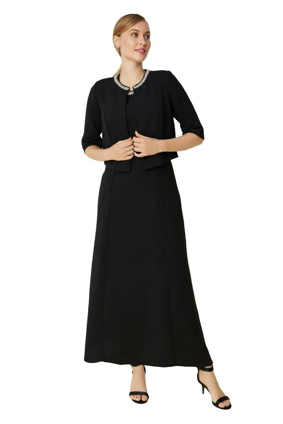 Women's Plus Size 2-Piece Beaded Jacket Dress