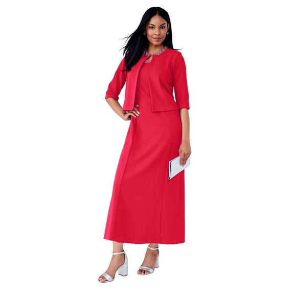 Jessica London Women's Plus Size 2-Piece Beaded Jacket Dress