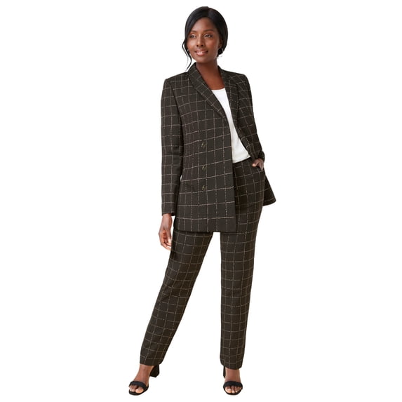 Jessica London Women's Plus Size Double-Breasted Stretch Crepe Pantsuit