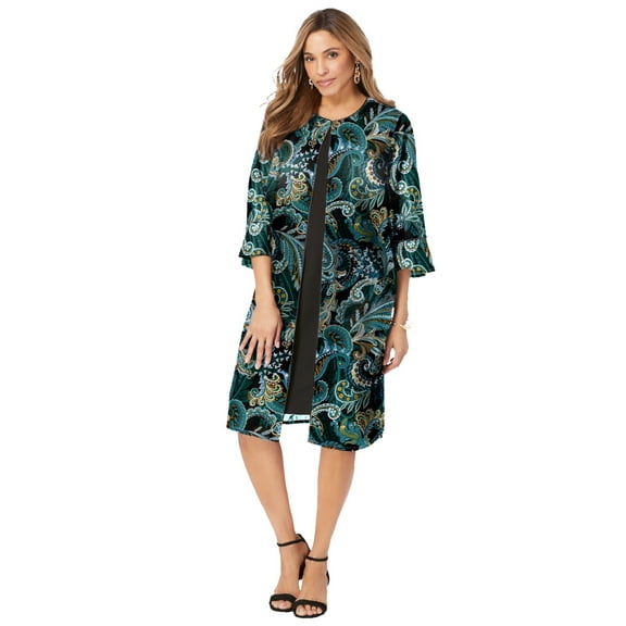 Jessica London Women's Plus Size 2-Piece Duster Jacket Dress