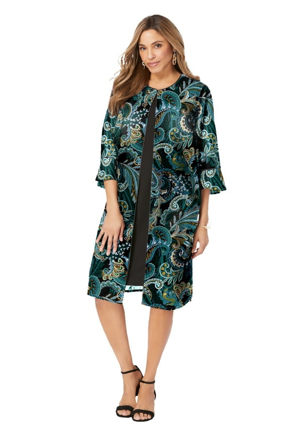 Women's Plus Size 2-Piece Duster Jacket Dress