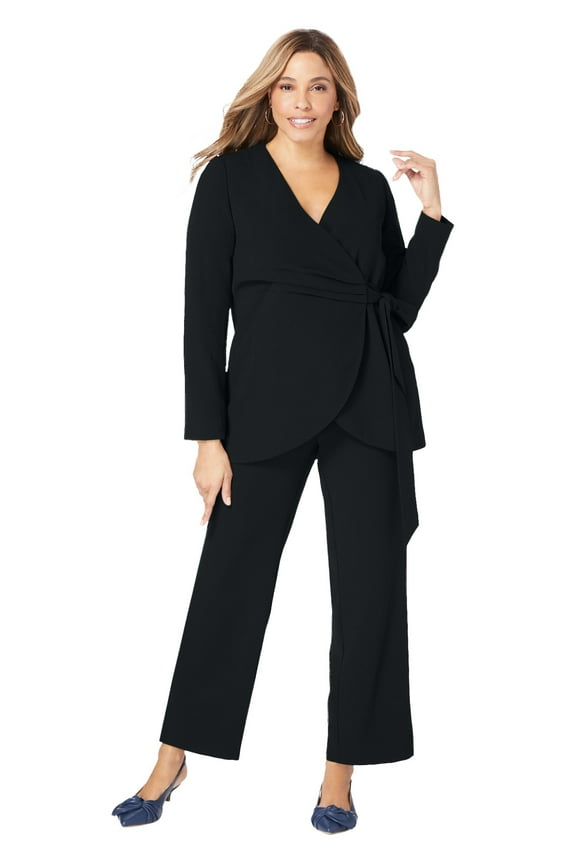 Women's Plus Size 2-Piece Faux Wrap Pantsuit