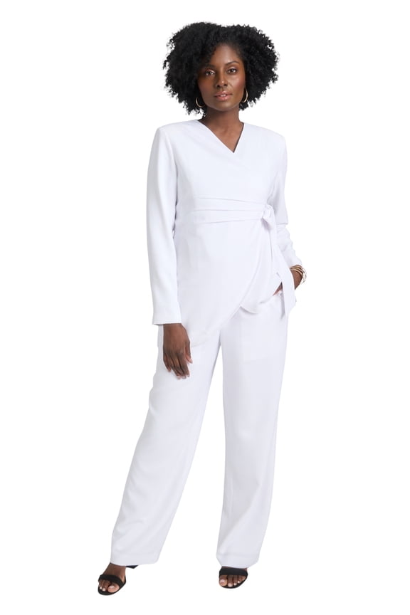 Women's Plus Size 2-Piece Faux Wrap Pantsuit