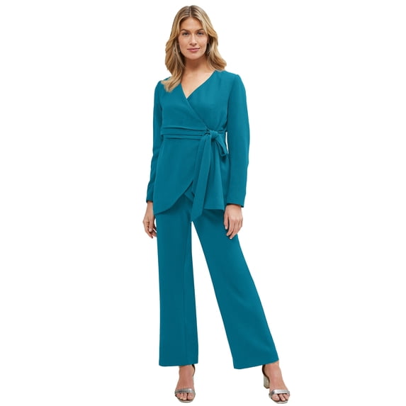 Jessica London Women's Plus Size 2-Piece Faux Wrap Pantsuit