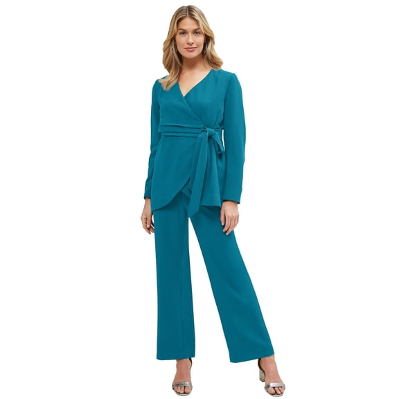 Jessica London Women's Plus Size 2-Piece Faux Wrap Pantsuit