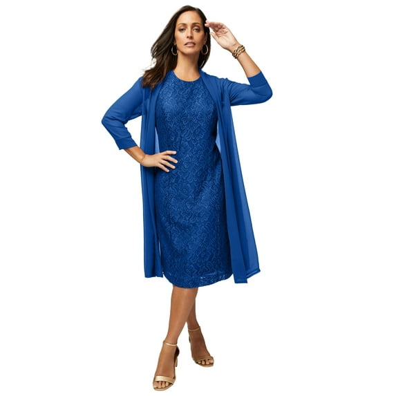 Jessica London Women's Plus Size 2-Piece Lace Jacket Dress