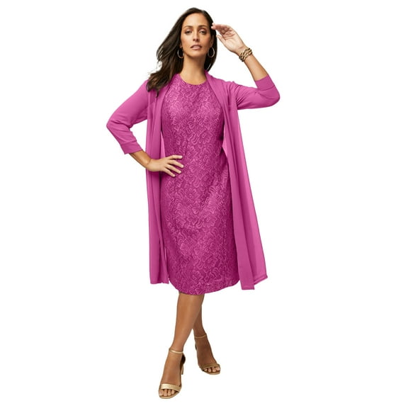 Jessica London Women's Plus Size 2-Piece Lace Jacket Dress