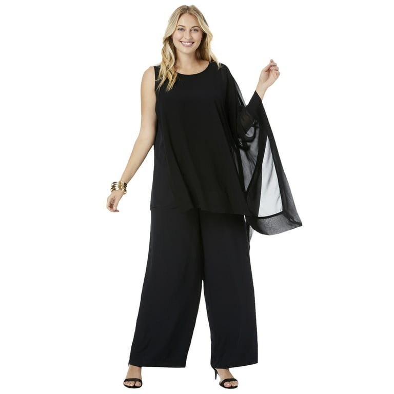 Jessica London Women's Plus Size 2 Piece Pant Set Elastic Waist