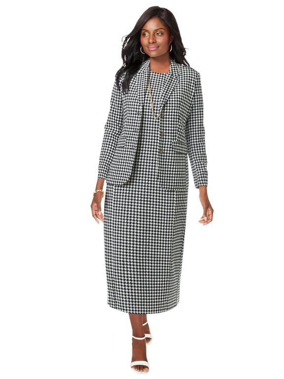 Women's Plus Size Stretch Crepe Maxi Jacket Dress