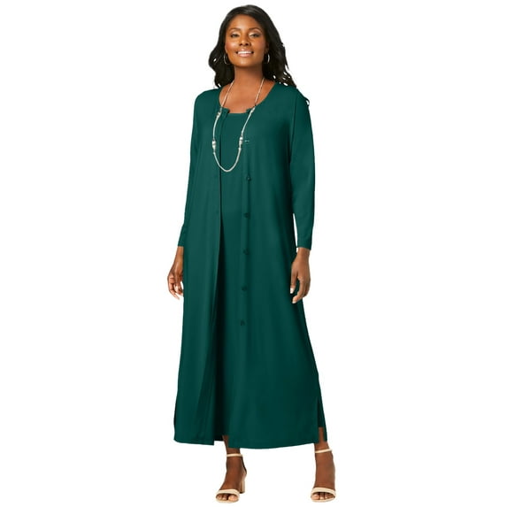 Jessica London Women's Plus Size 2-Piece Stretch Knit Duster Set