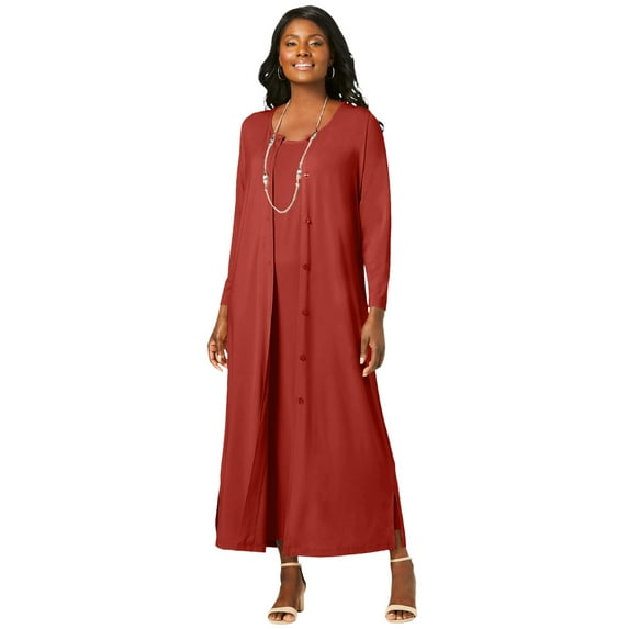 Jessica London Women's Plus Size 2-Piece Stretch Knit Duster Set