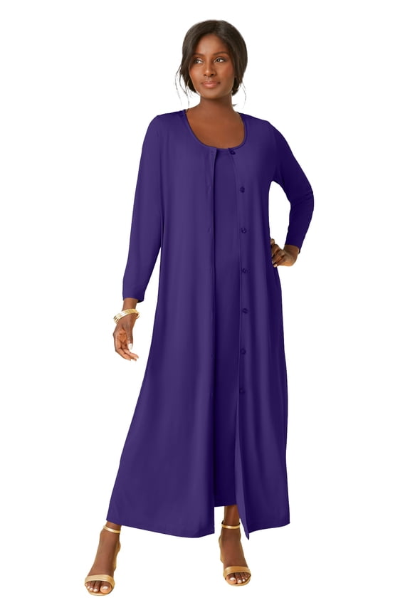 Women's Plus Size 2-Piece Stretch Knit Duster Set