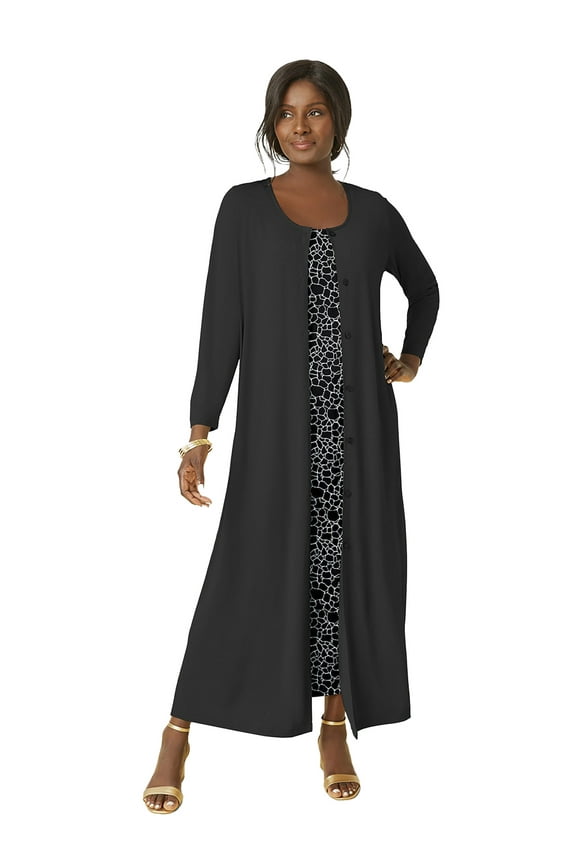 Women's Plus Size 2-Piece Stretch Knit Duster Set