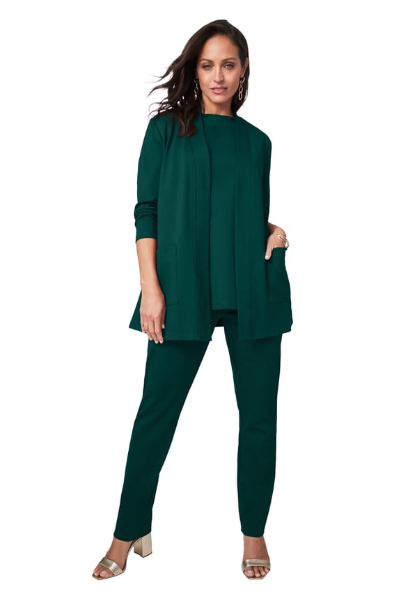 Women's Plus Size 3 Piece Ponte Pant Set