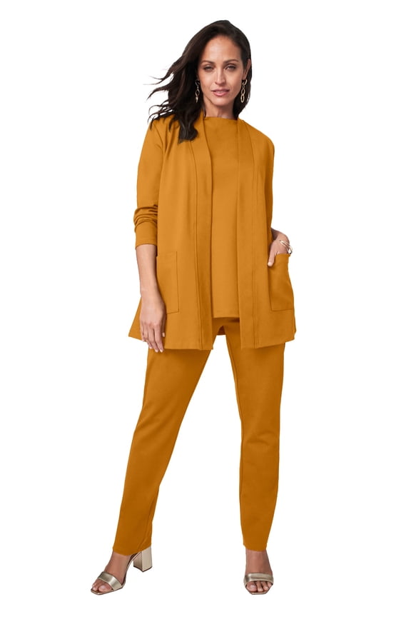 Women's Plus Size 3 Piece Ponte Pant Set