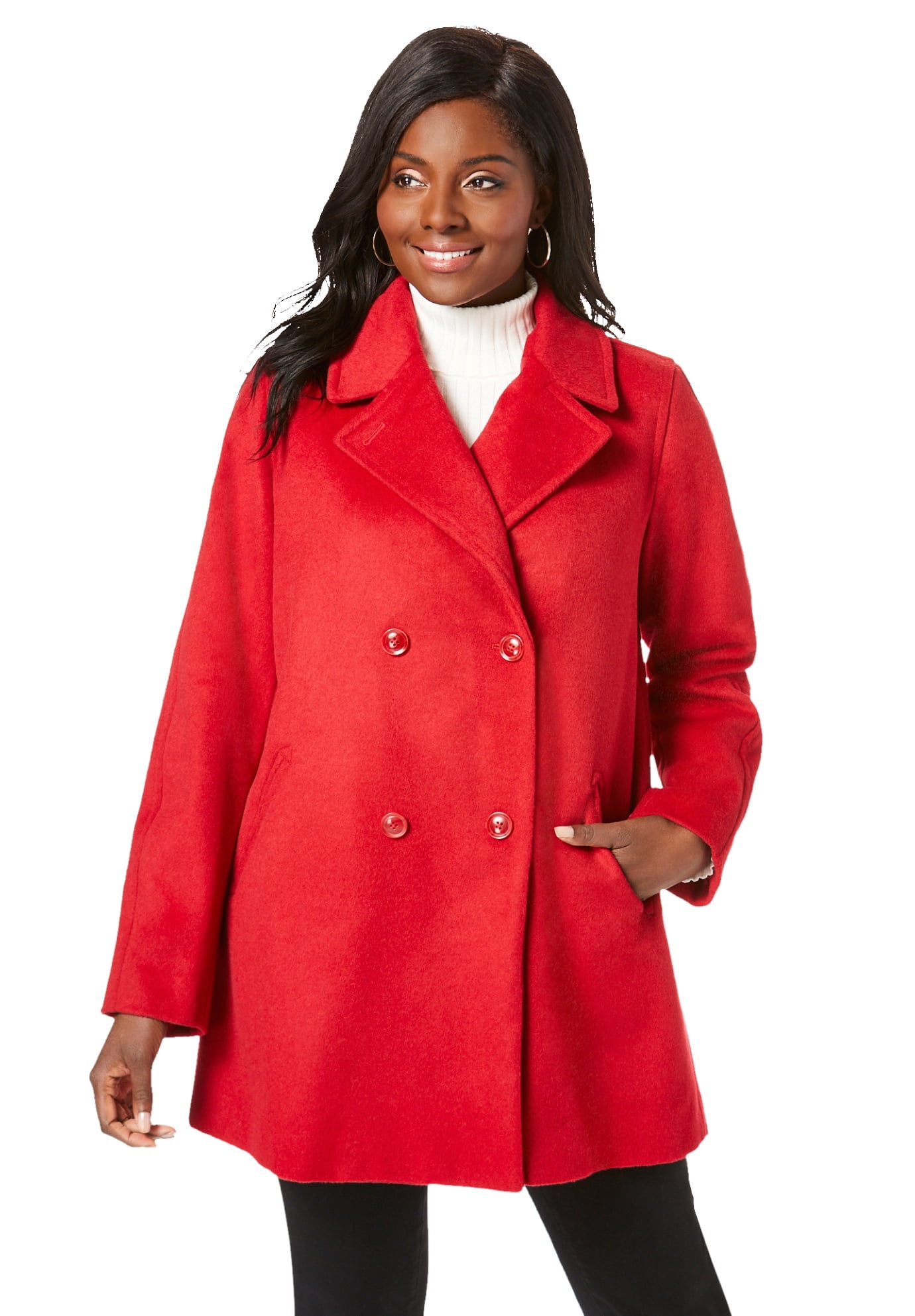 Plus size plaid peacoat discount