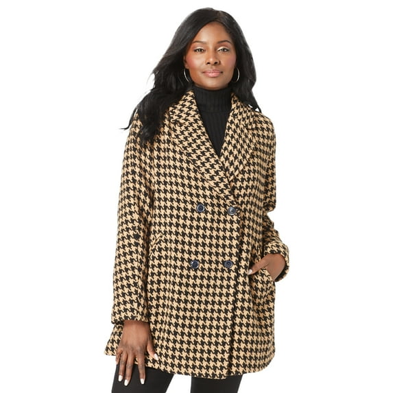 Jessica London Women's Plus Size A-Line Wool Peacoat Winter Wool Double Breasted Coat