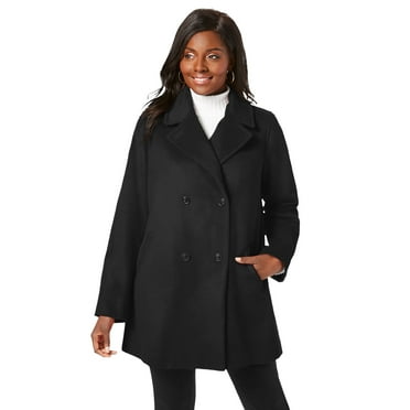 Jessica London Women's Plus Size A-Line Wool Peacoat