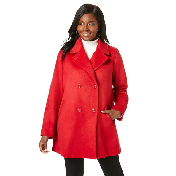 Jessica London Women's Plus Size A-Line Wool Peacoat