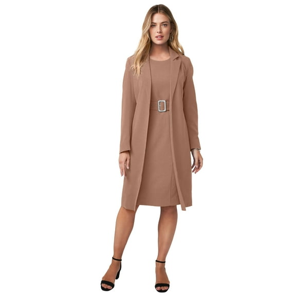 Jessica London Women's Plus Size Belted Jacket Dress