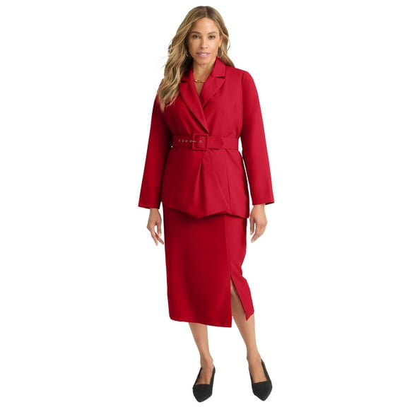 Jessica London Women's Plus Size Belted Skirt Suit