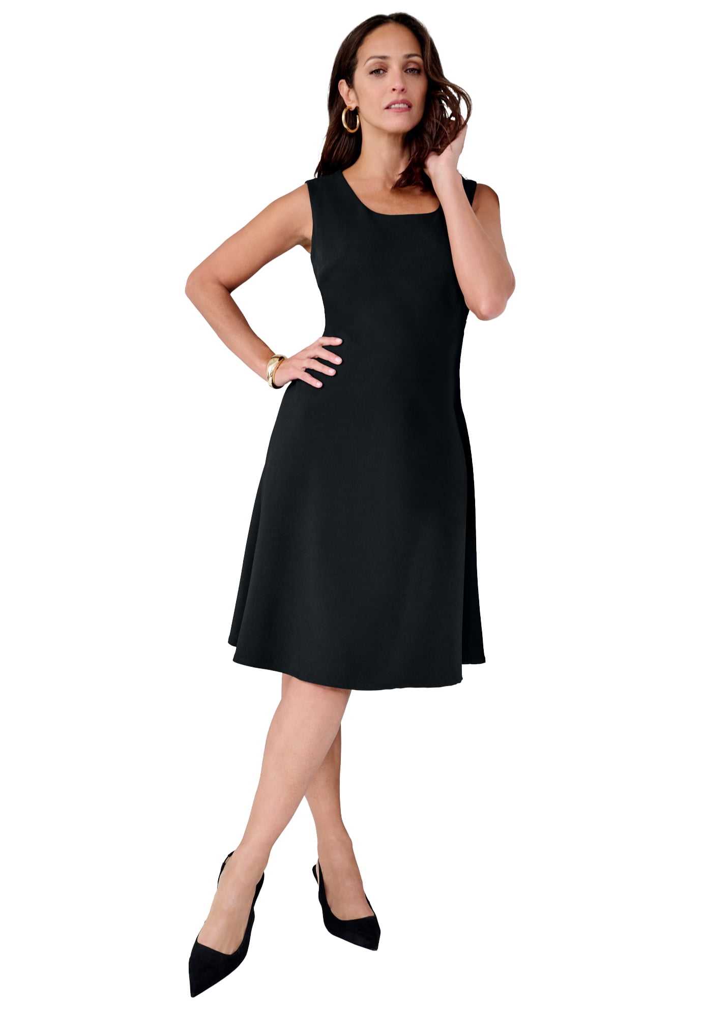 jessica london plus size women's fit & flare dress Jessica London Linen Fit & Flare Dress