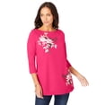 thumbnail image 1 of Jessica London Women's Plus Size Boatneck Tunic Top 3/4 Sleeve Shirt  Loose Fit, 1 of 6