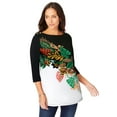 thumbnail image 1 of Jessica London Women's Plus Size Boatneck Tunic Top 3/4 Sleeve Shirt  Loose Fit, 1 of 6