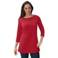 thumbnail image 1 of Jessica London Women's Plus Size Boatneck Tunic Top 3/4 Sleeve Shirt  Loose Fit, 1 of 5