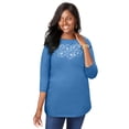 thumbnail image 1 of Jessica London Women's Plus Size Boatneck Tunic Top 3/4 Sleeve Shirt  Loose Fit, 1 of 4