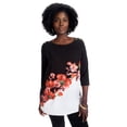 thumbnail image 1 of Jessica London Women's Plus Size Boatneck Tunic Top 3/4 Sleeve Shirt  Loose Fit, 1 of 3