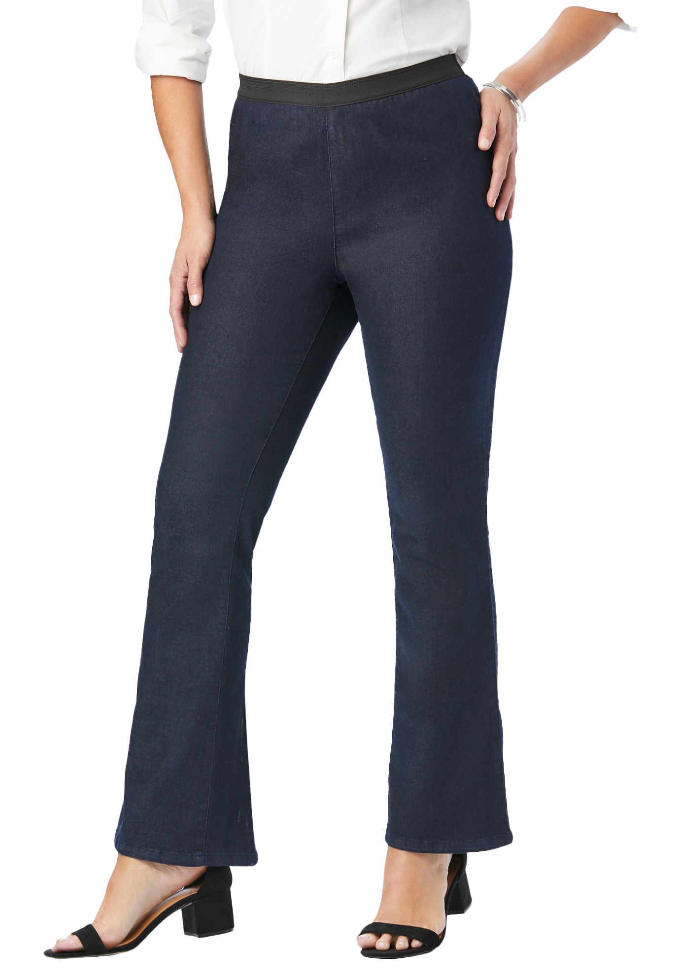 Jessica London Women's Plus Size Bootcut Stretch Jeans Elastic Waist - 16, Indigo Blue - image 1 of 6