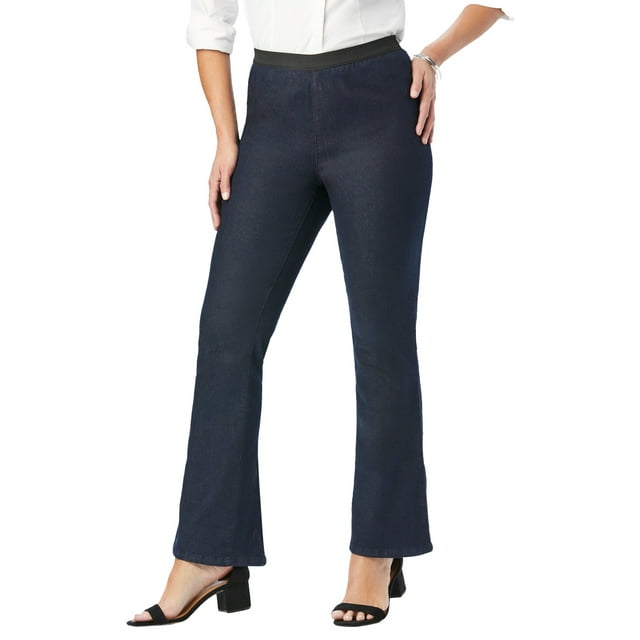 Jessica London Women's Plus Size Bootcut Stretch Jeans Elastic Waist - 16, Indigo Blue